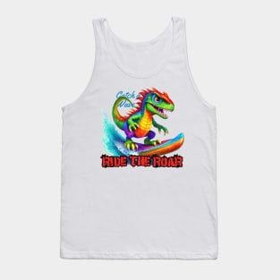 Dinosaur Surfing Funny Tank Top